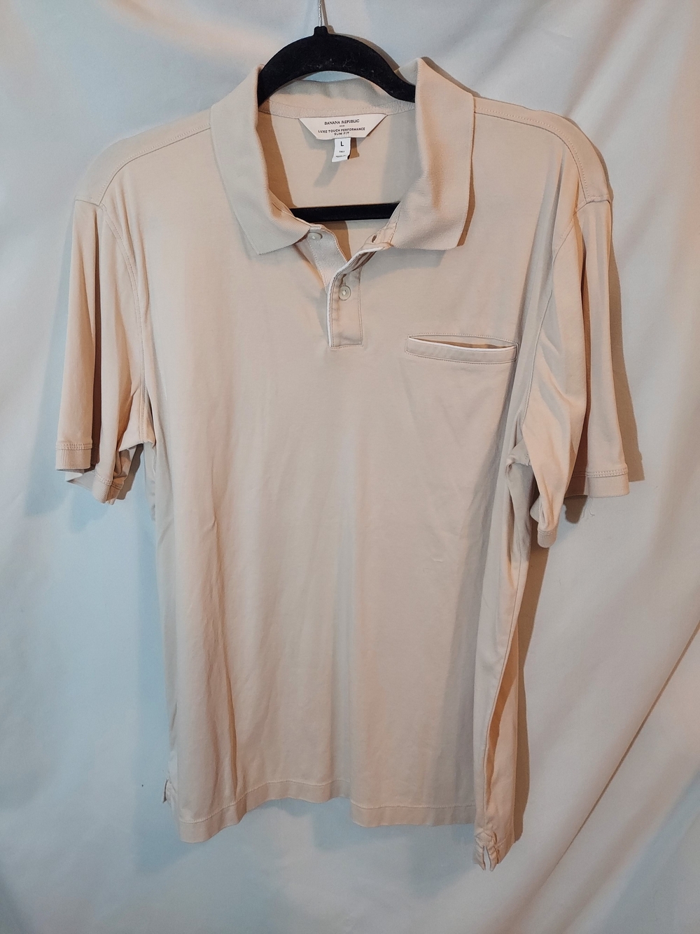 Banana Republic Luxe Touch Tan Beige Pocket Polo Shirt Men's Size Large LTall